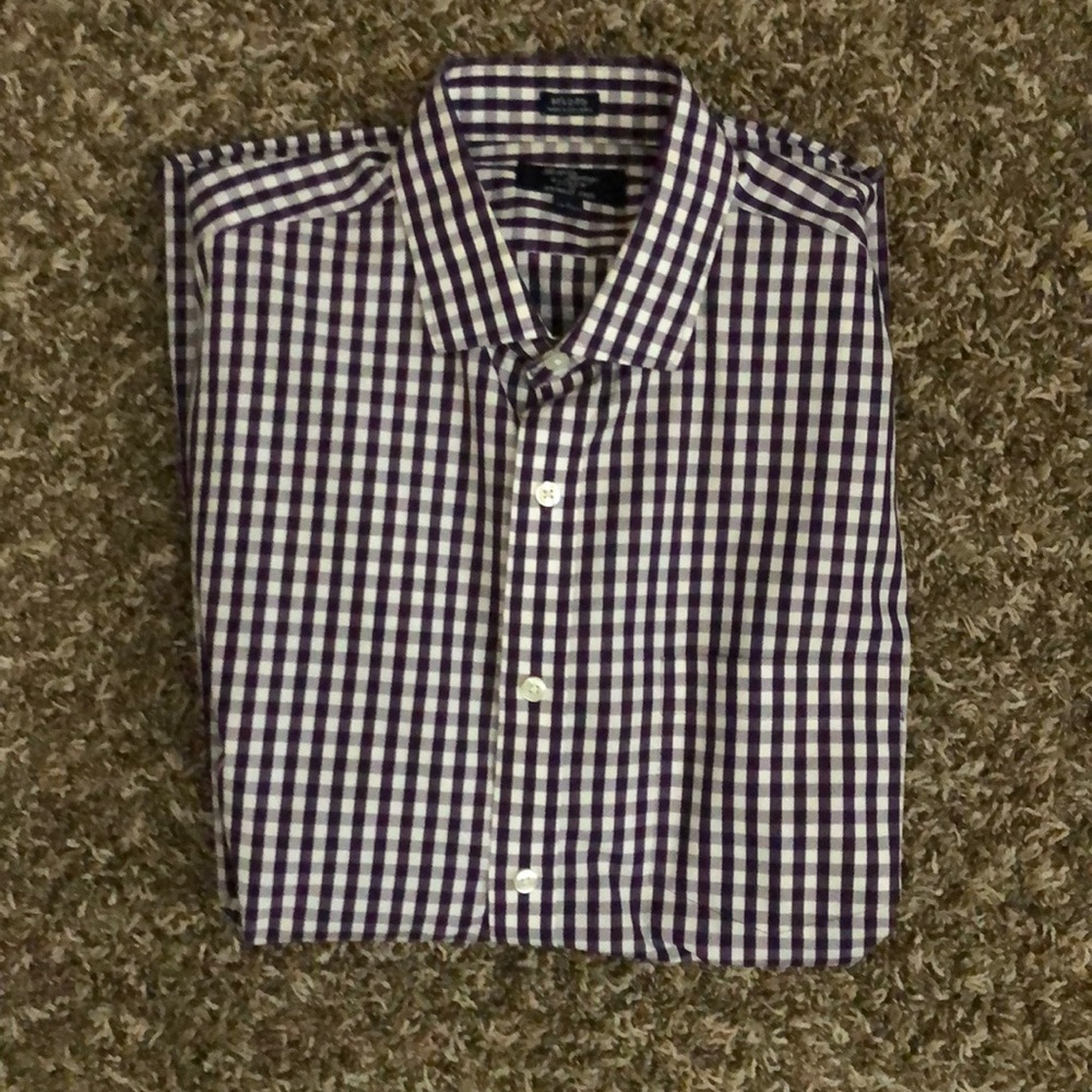 J Crew Men’s plaid purple dress shirt